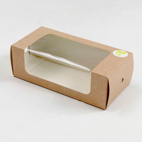 Hot food packaging box with film window